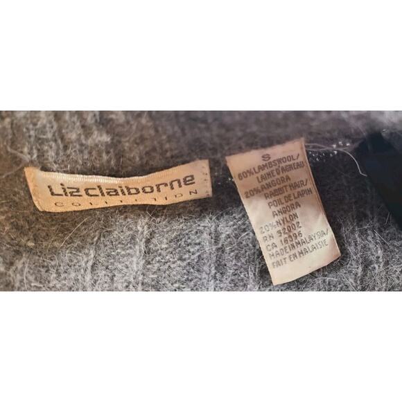 Vintage LIZ CLAIBORNE Lambswool Mohair Blend Cardigan Sweater Gray Small - Picture 4 of 9